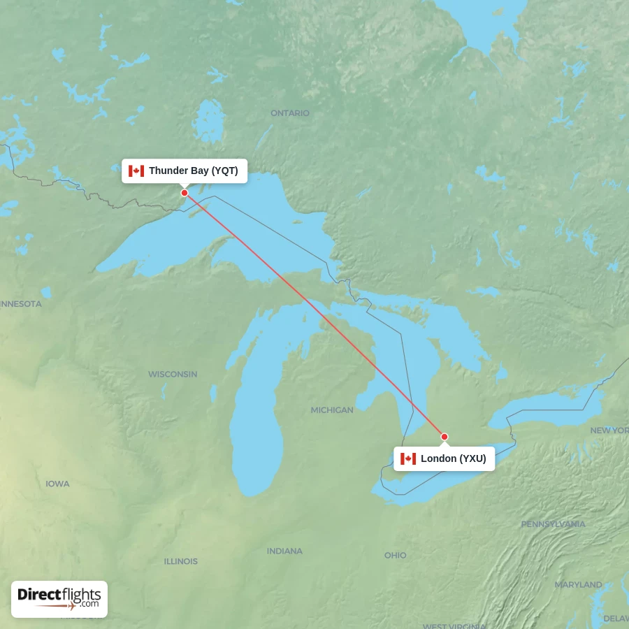 YXU - YQT route map