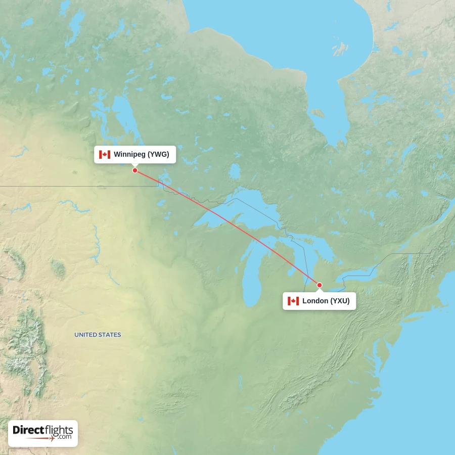 YXU - YWG route map