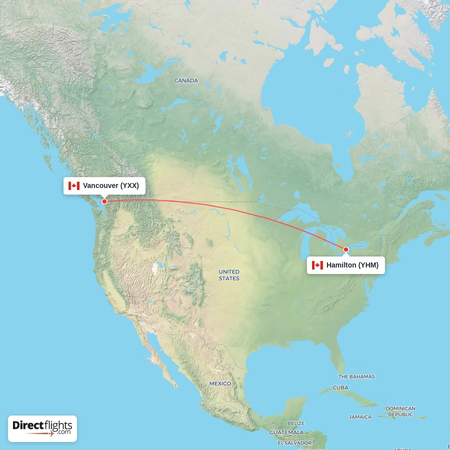 YXX - YHM route map