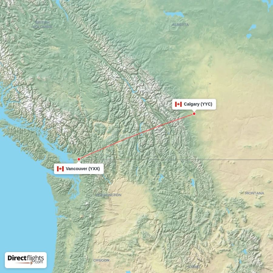 YXX - YYC route map