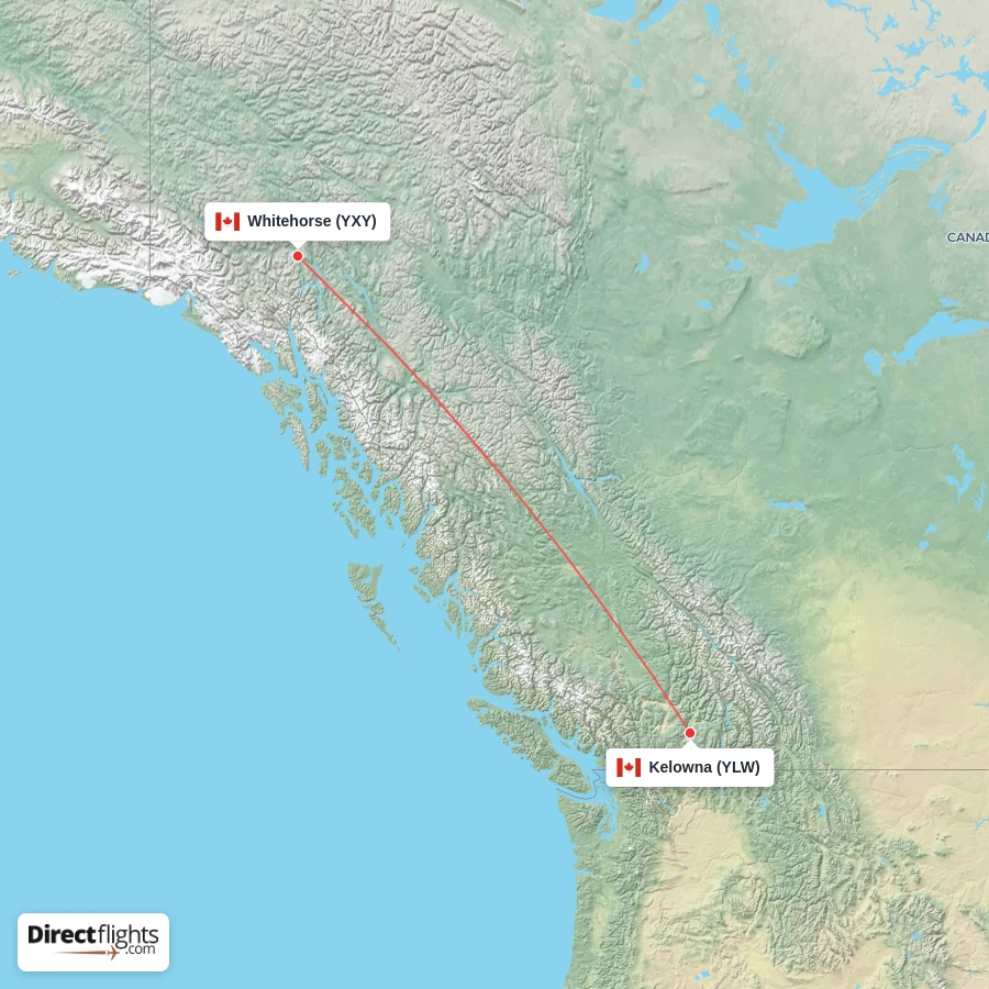 YXY - YLW route map