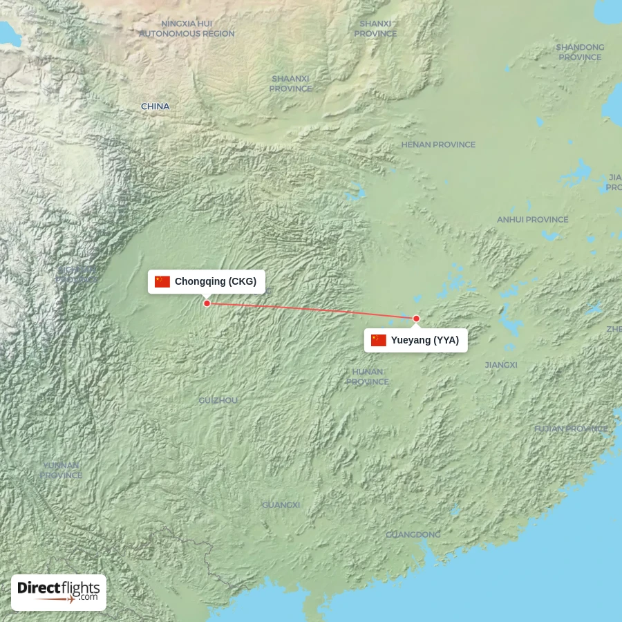 YYA - CKG route map