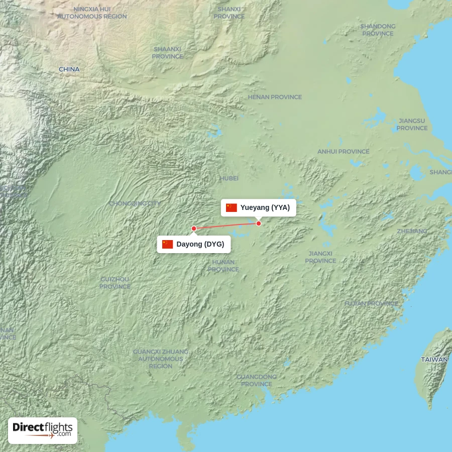 YYA - DYG route map