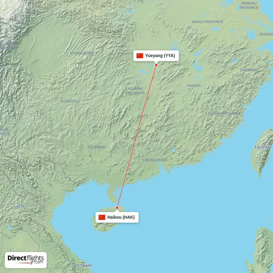 YYA - HAK route map