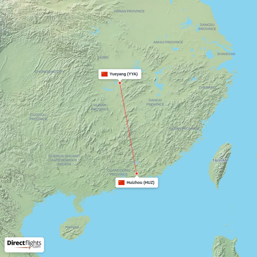 YYA - HUZ route map