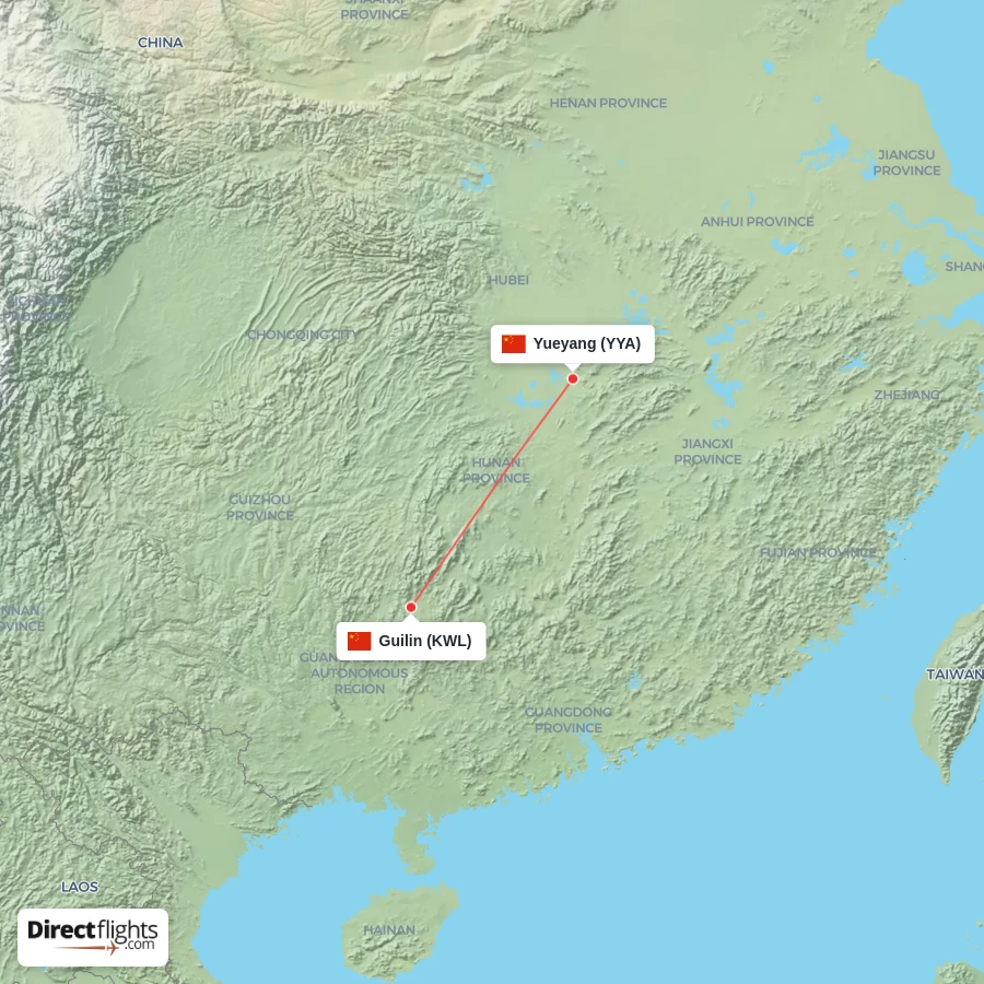 YYA - KWL route map