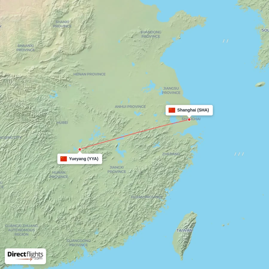 YYA - SHA route map
