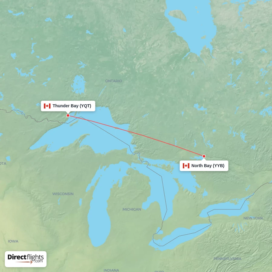 YYB - YQT route map