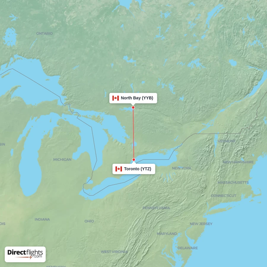 YYB - YTZ route map
