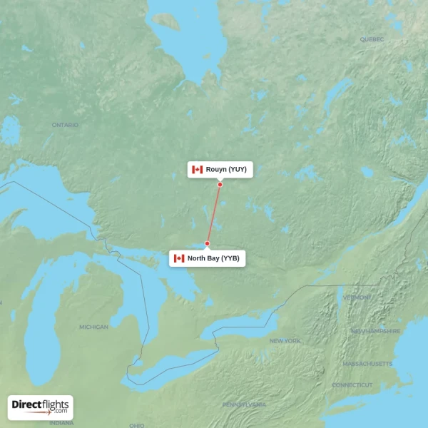 North Bay - Rouyn direct flight map