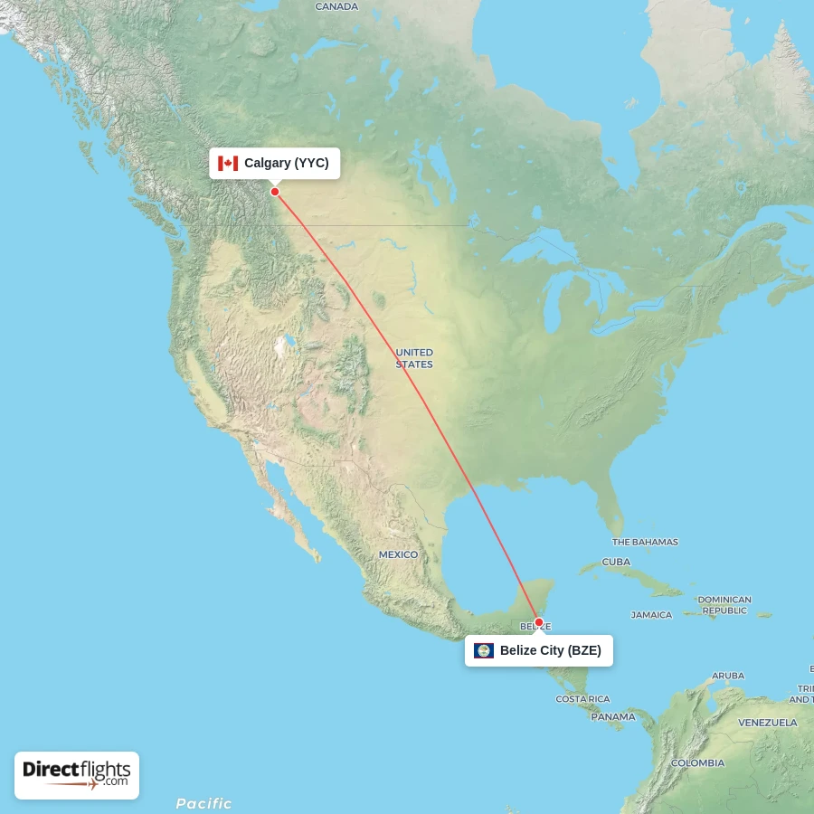 YYC - BZE route map