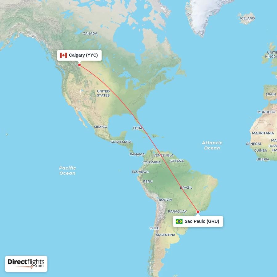 YYC - GRU route map