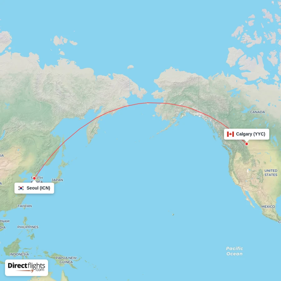 YYC - ICN route map