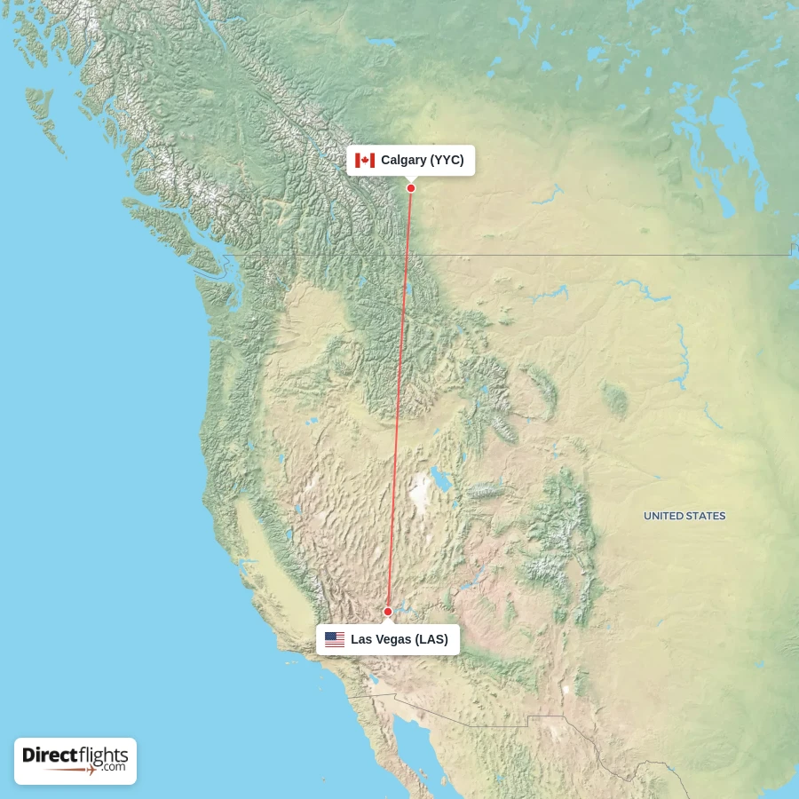 YYC - LAS route map