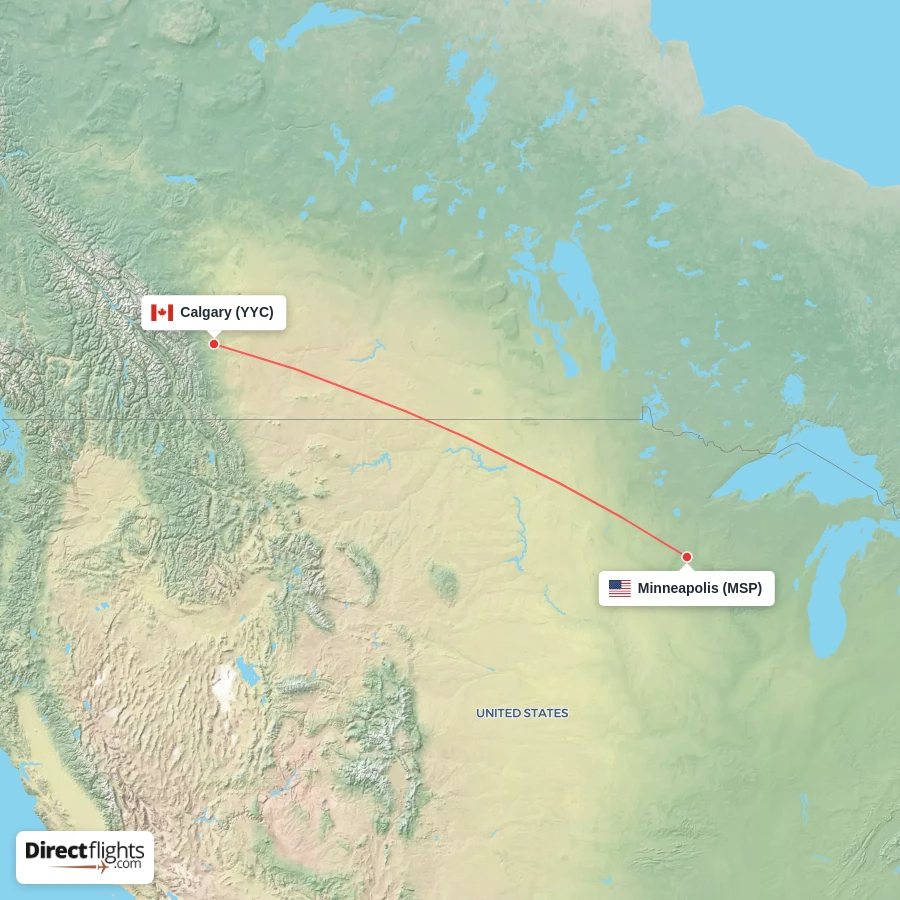 YYC - MSP route map
