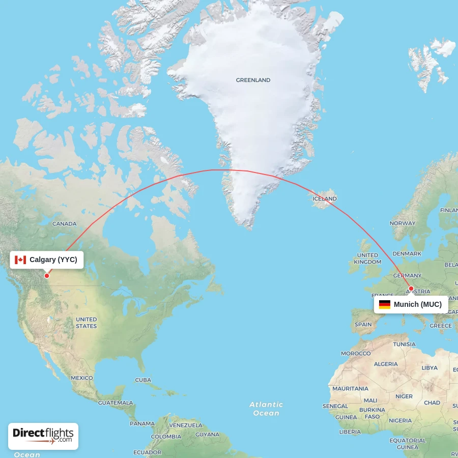 YYC - MUC route map