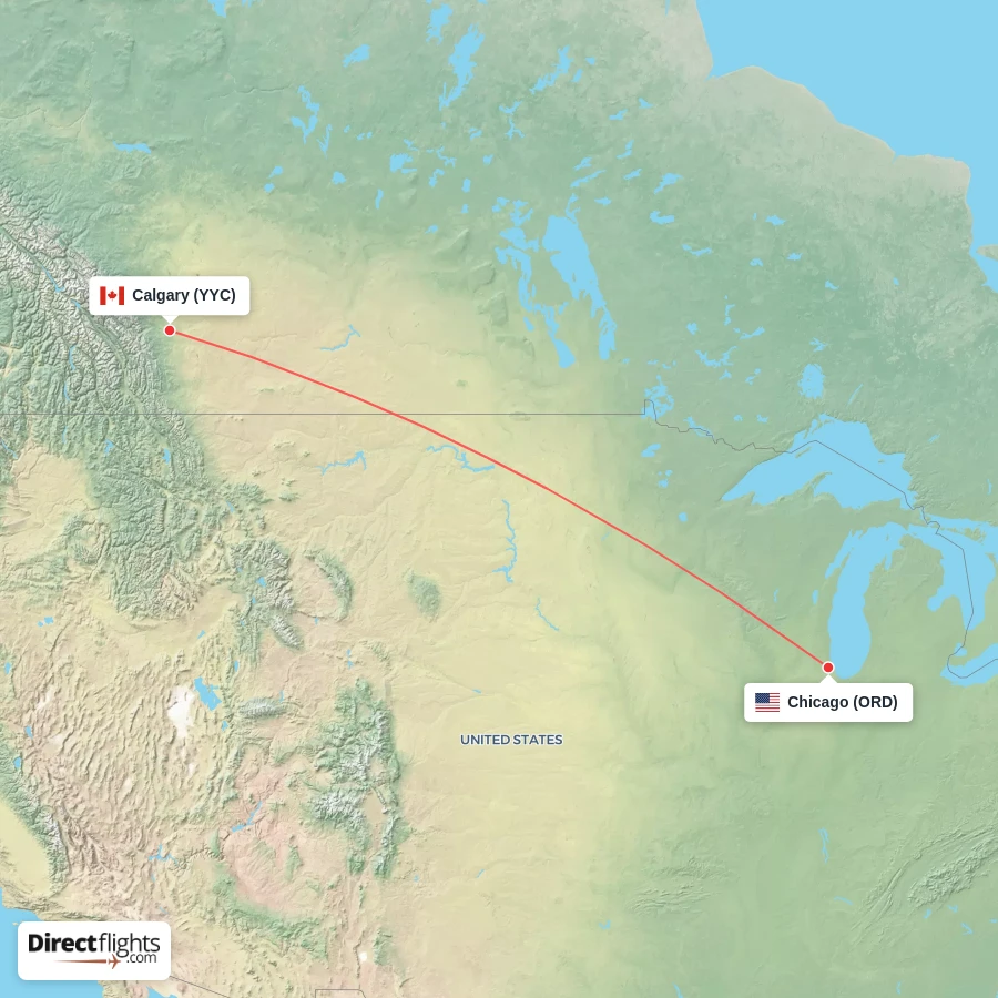 YYC - ORD route map