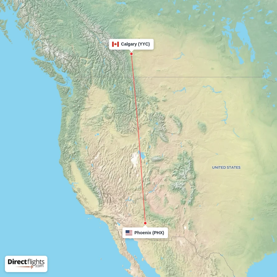 YYC - PHX route map
