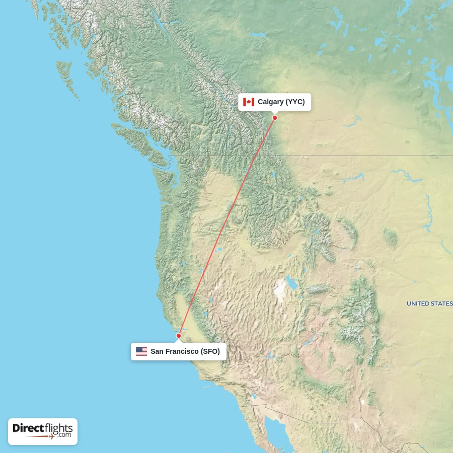 YYC - SFO route map