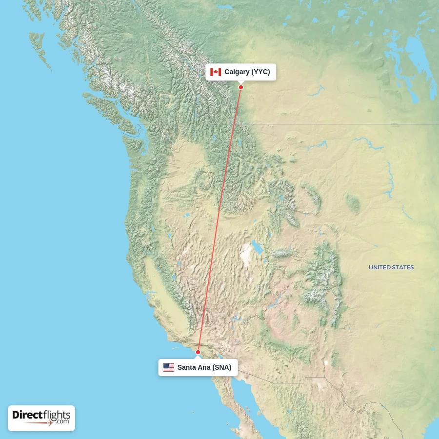 YYC - SNA route map