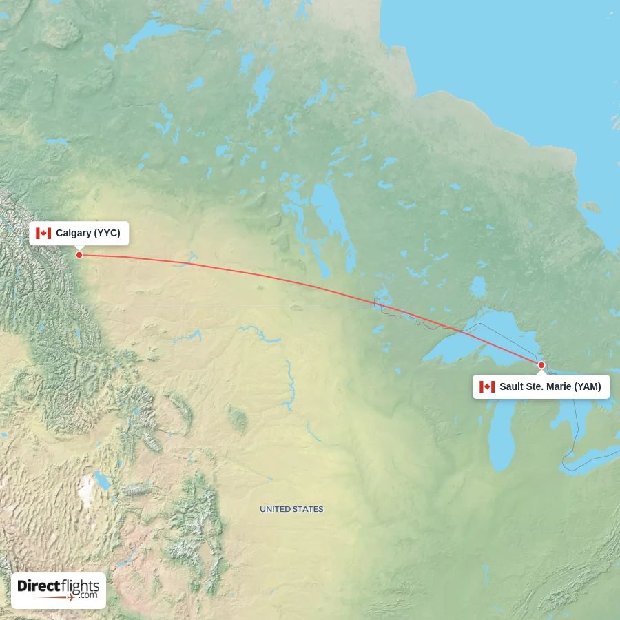 YYC - YAM route map