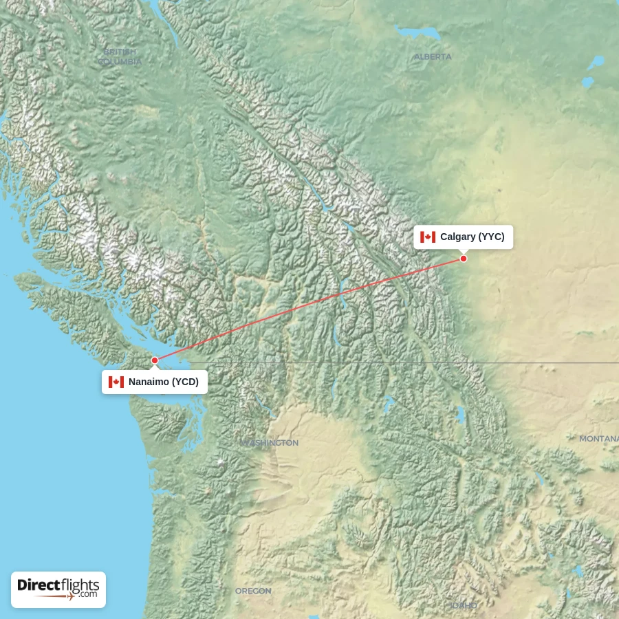 YYC - YCD route map