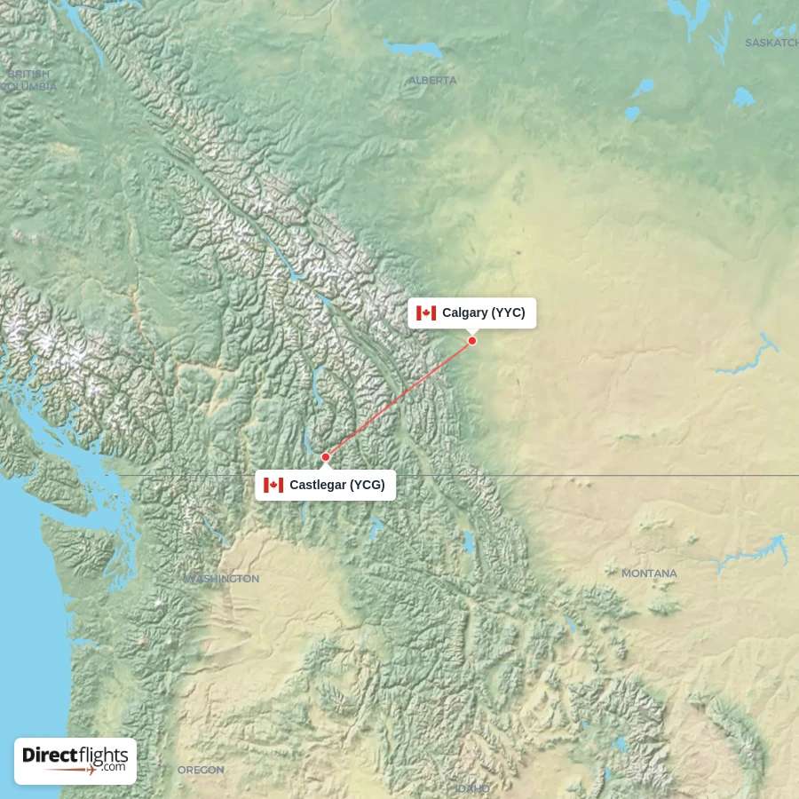 YYC - YCG route map
