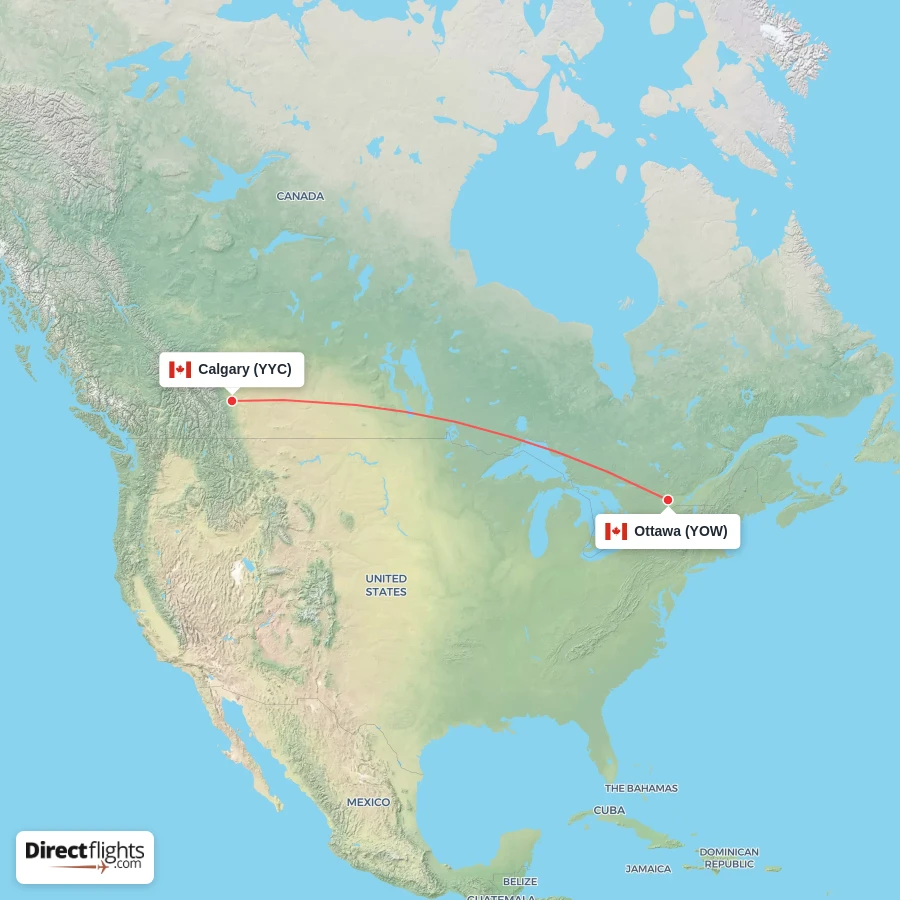 YYC - YOW route map