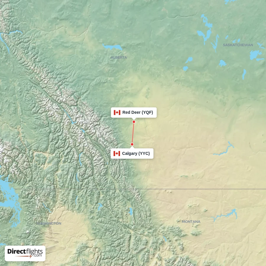 YYC - YQF route map