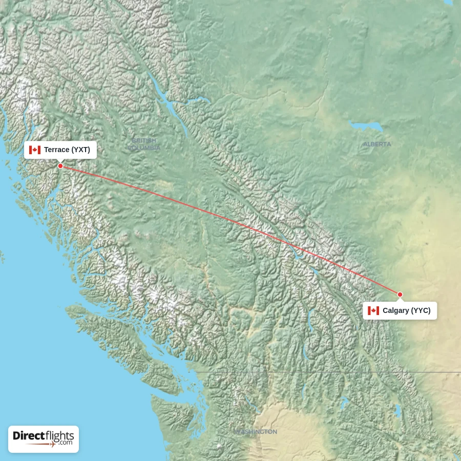 YYC - YXT route map