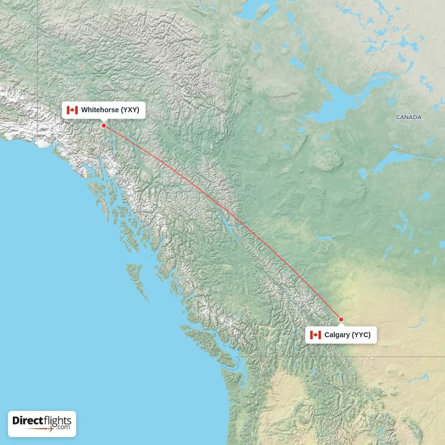 YYC - YXY route map