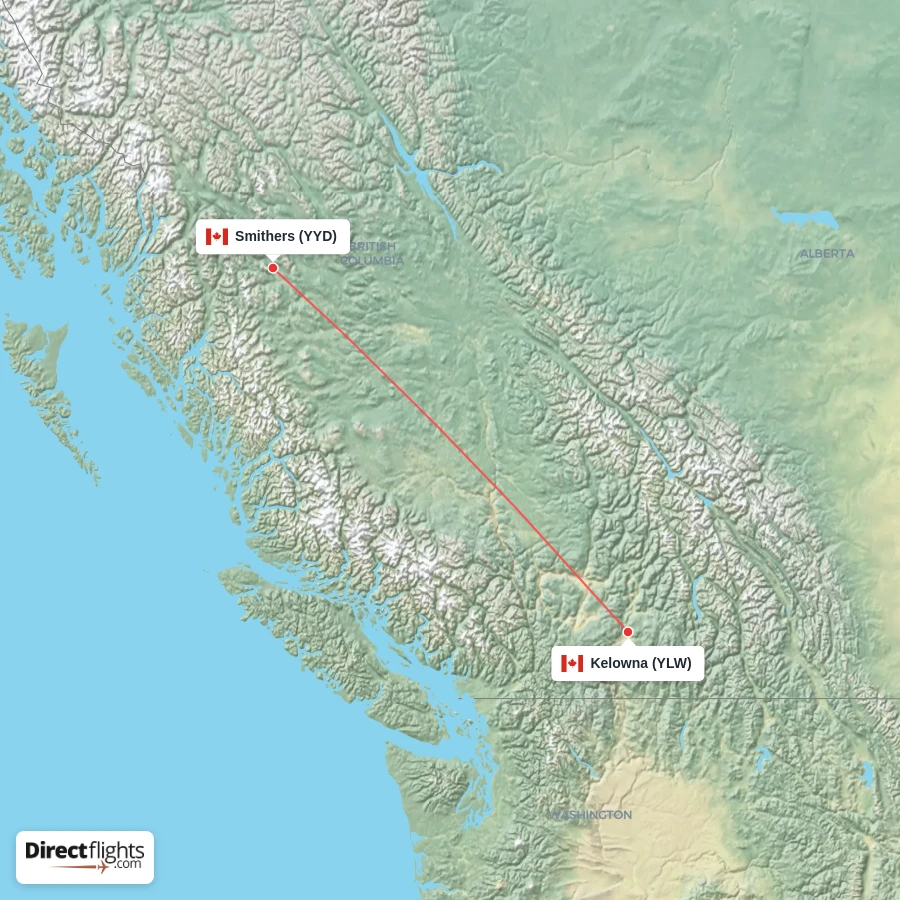YYD - YLW route map