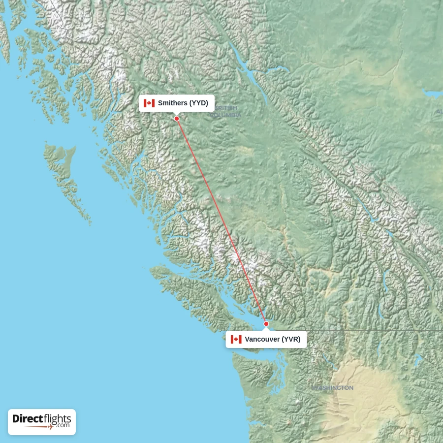 YYD - YVR route map
