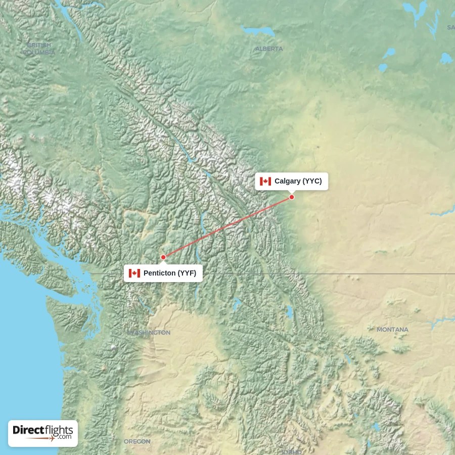 YYF - YYC route map
