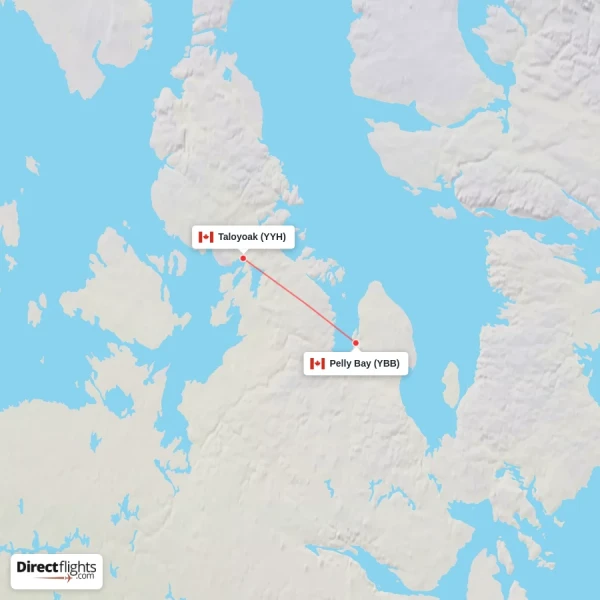 Taloyoak - Pelly Bay direct flight map