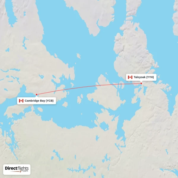 Taloyoak - Cambridge Bay direct flight map