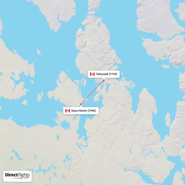 Taloyoak - Gjoa Haven direct flight map