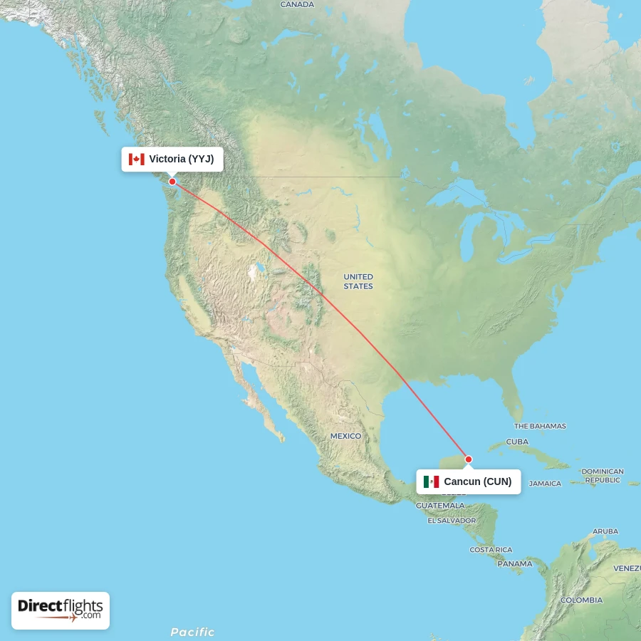 YYJ - CUN route map
