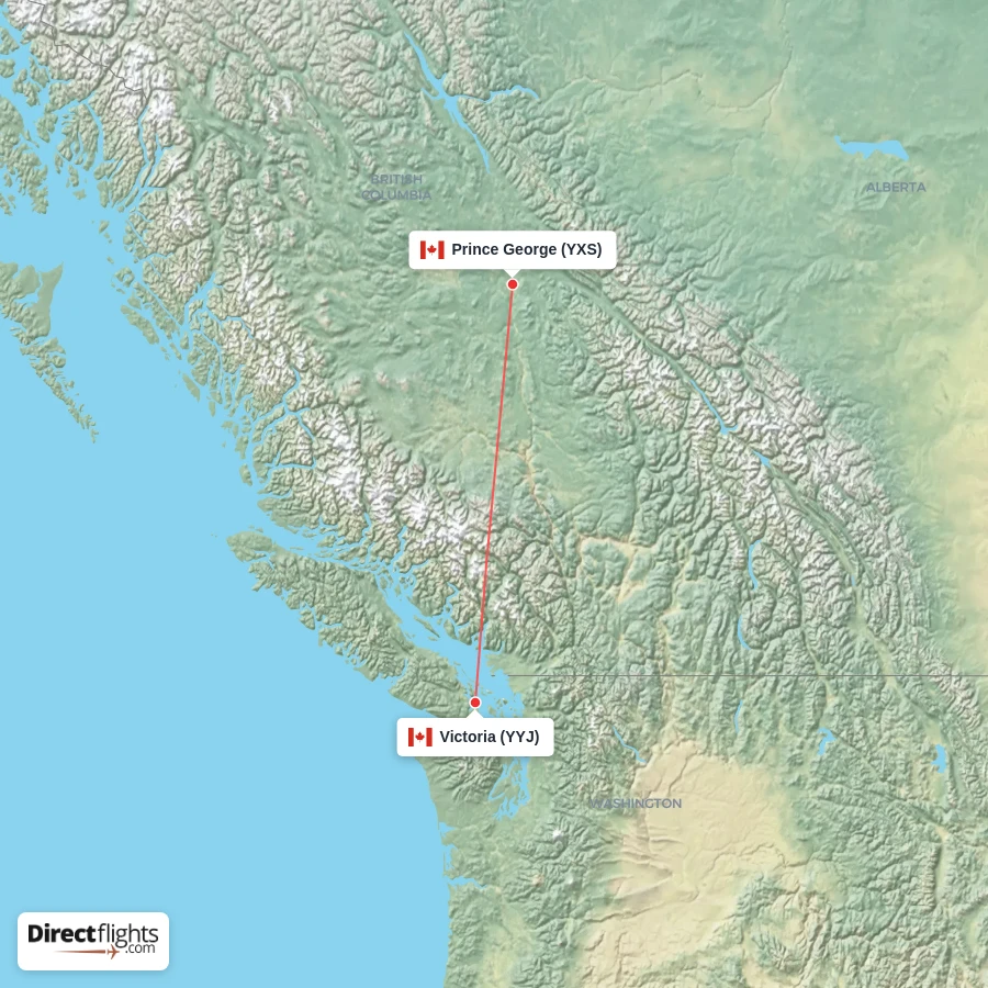 YYJ - YXS route map