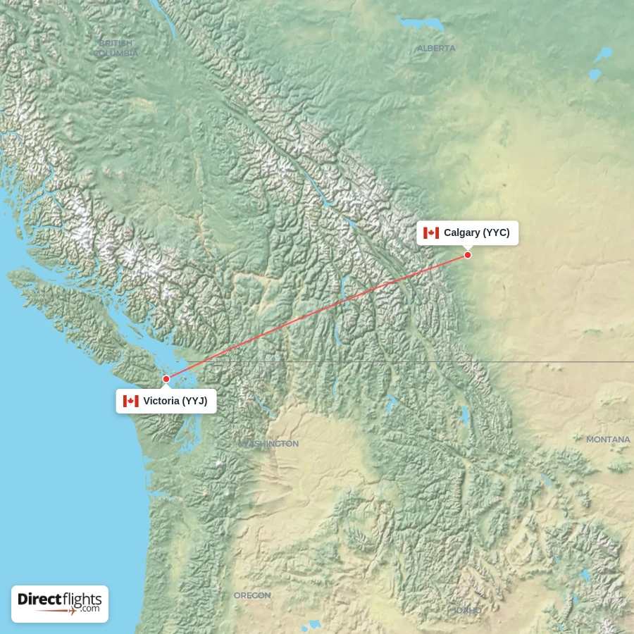 YYJ - YYC route map