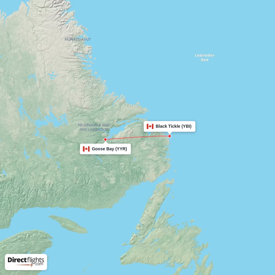 YYR - YBI route map