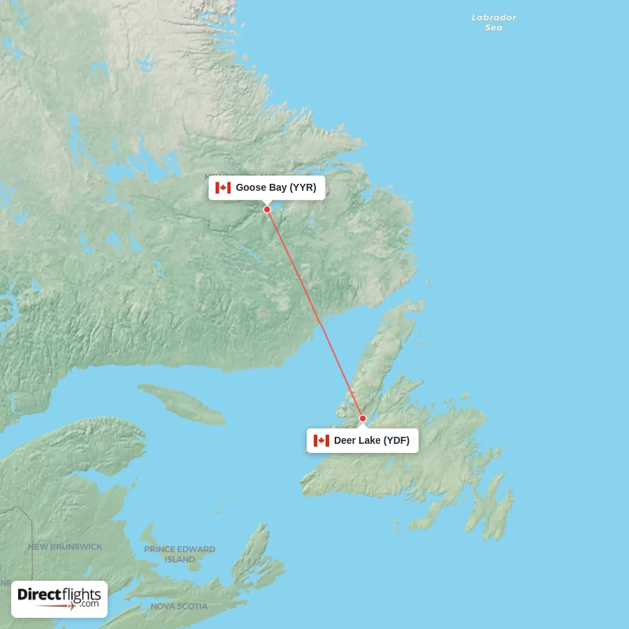 YYR - YDF route map