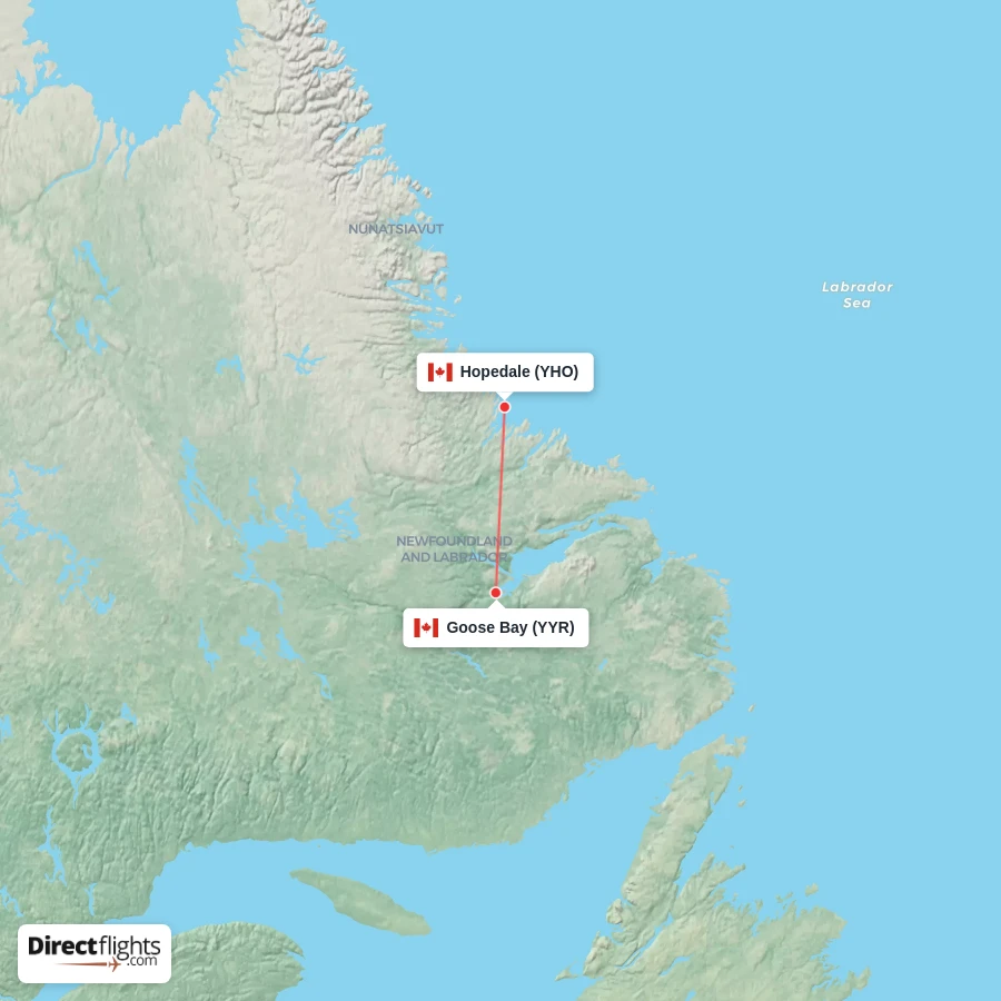 YYR - YHO route map