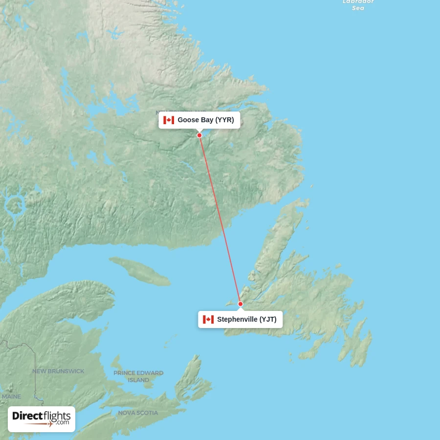 YYR - YJT route map