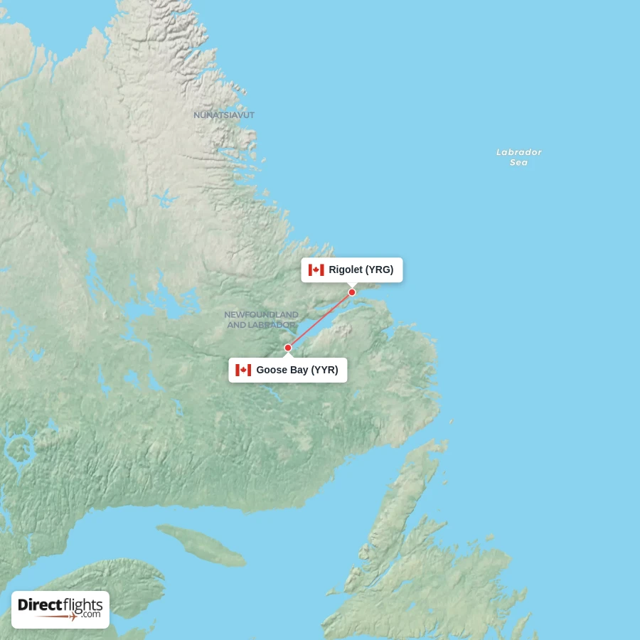 YYR - YRG route map