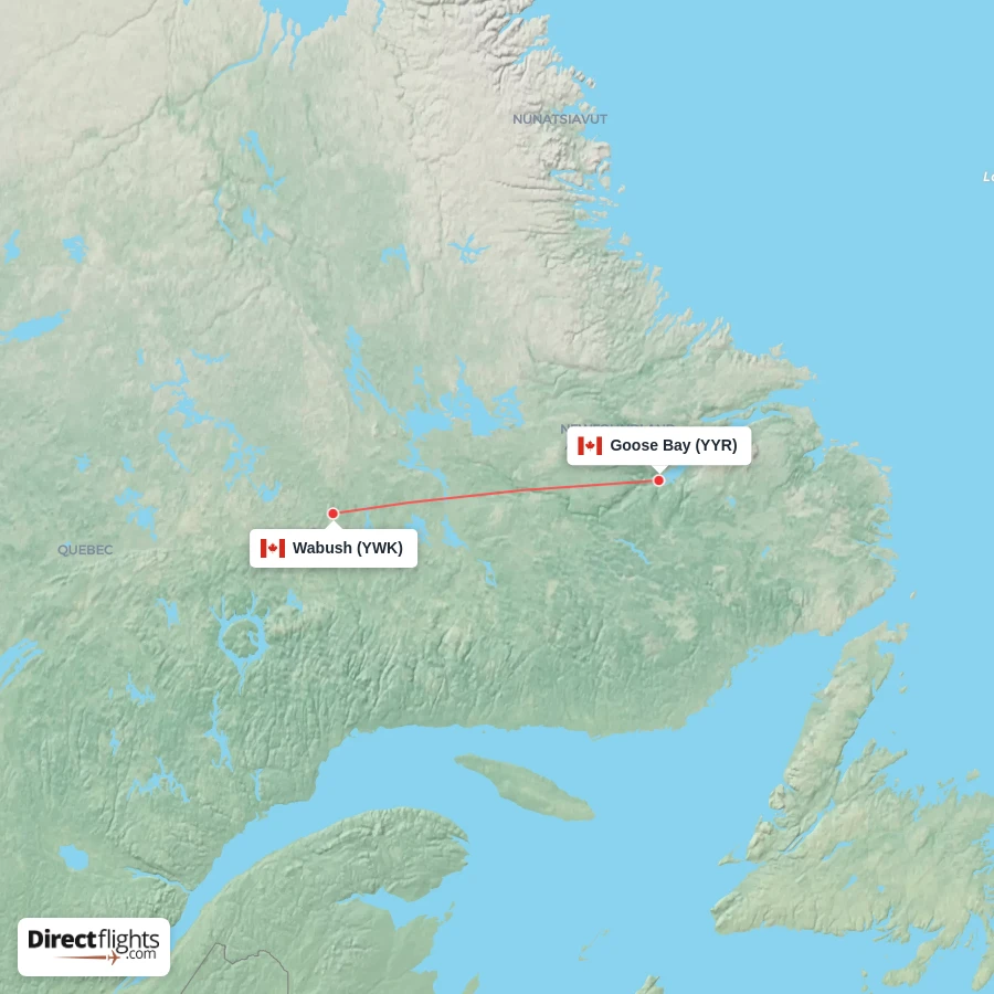 YYR - YWK route map