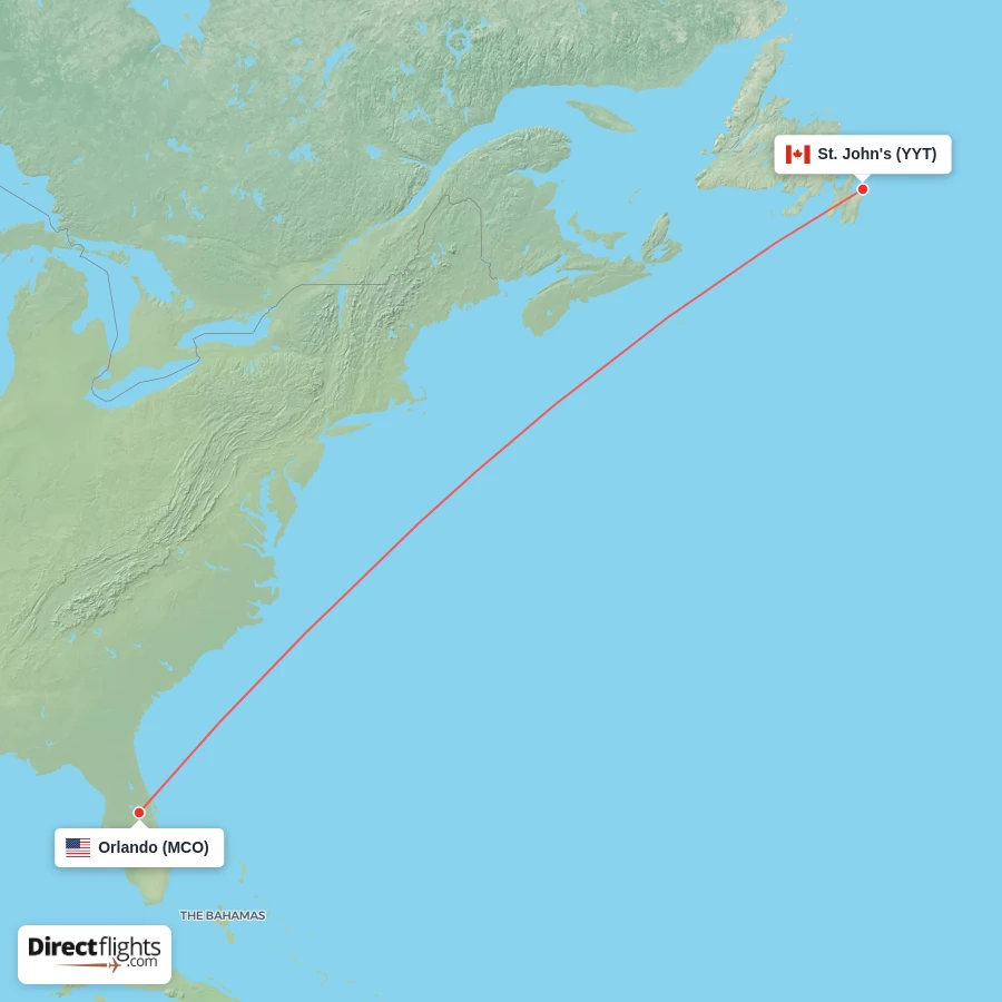 YYT - MCO route map