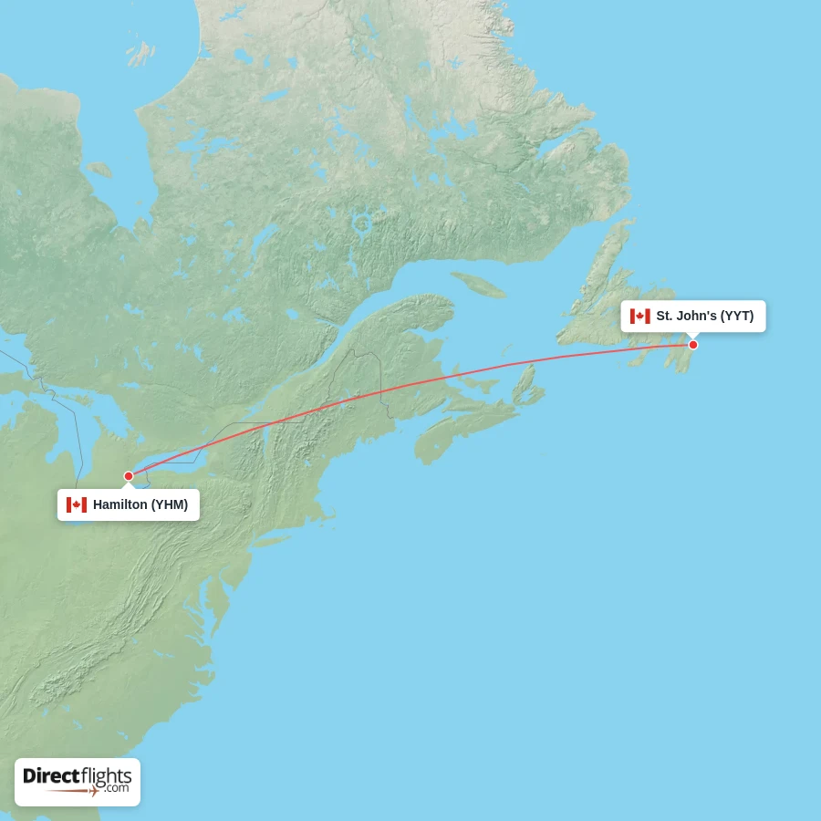 YYT - YHM route map