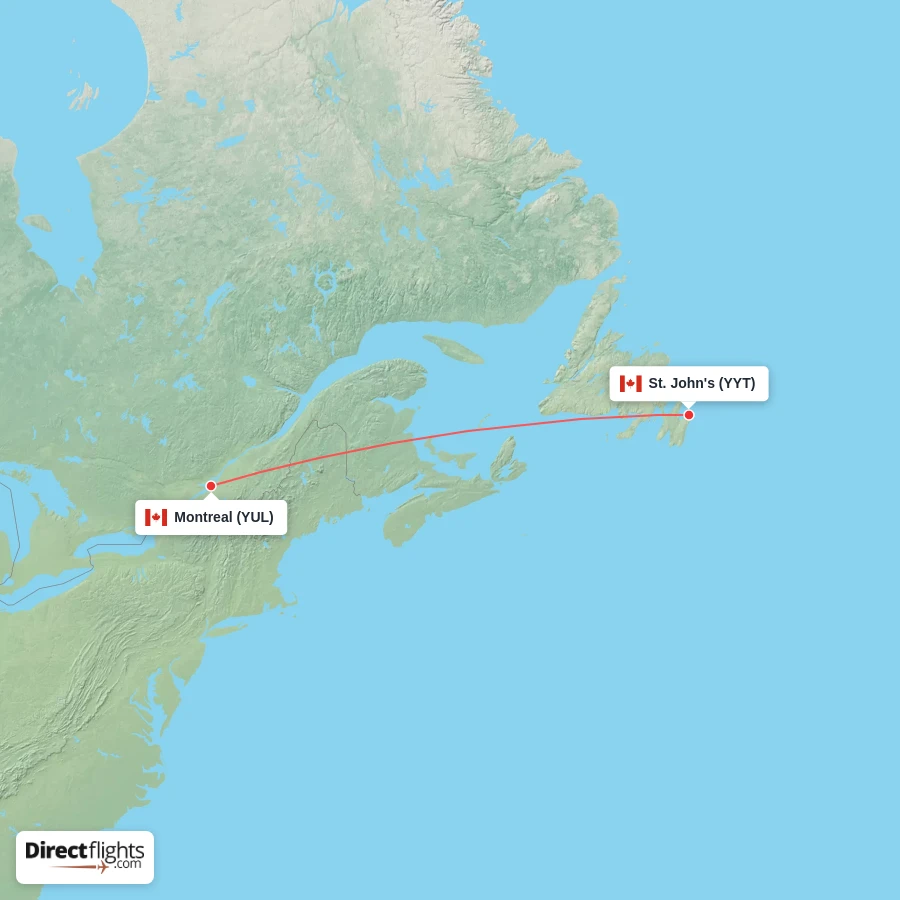 YYT - YUL route map
