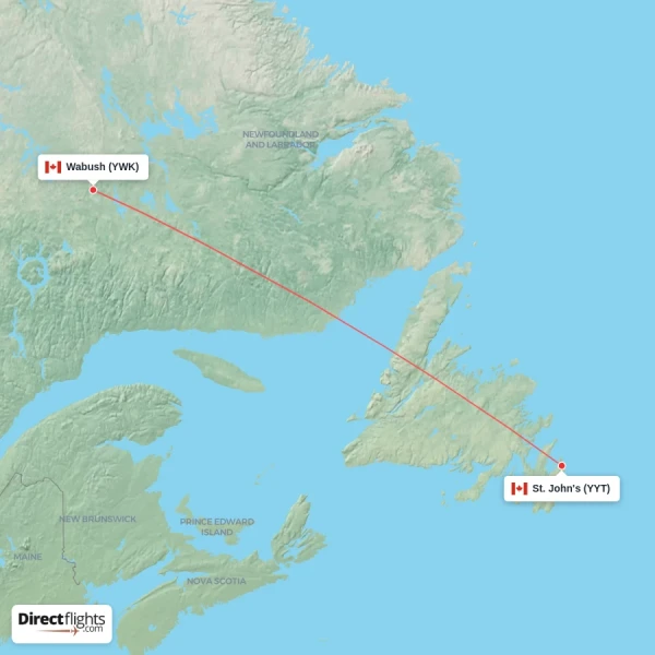 St. John's - Wabush direct flight map
